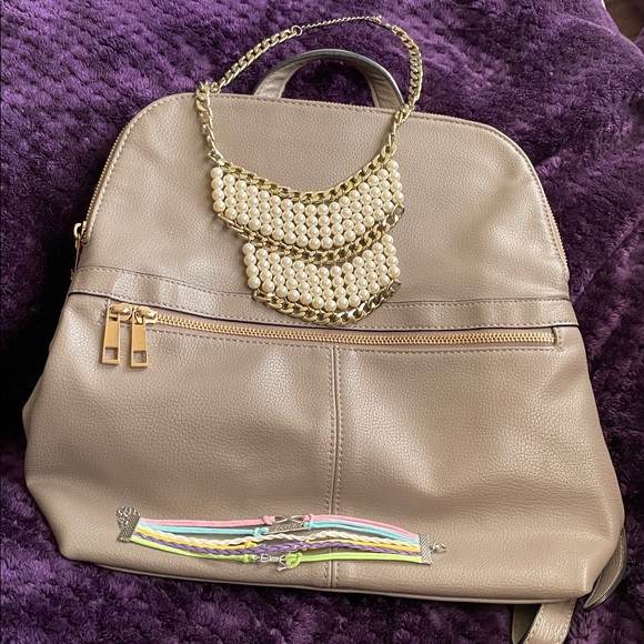 A New Day Gray Backpack GUC , Pearls & Gold Necklace EUC, Bracelet NIP - Picture 1 of 12